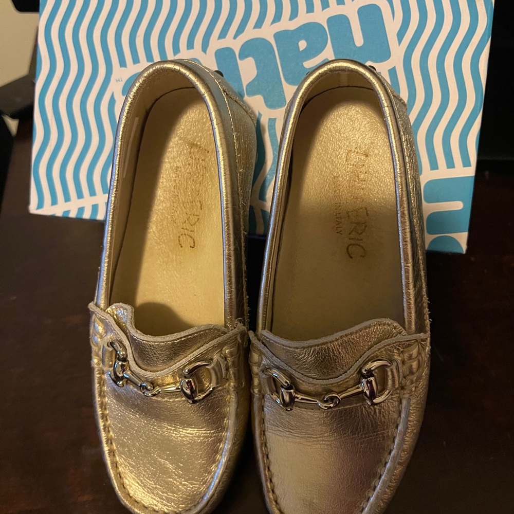 Toddler girl gold loafers
